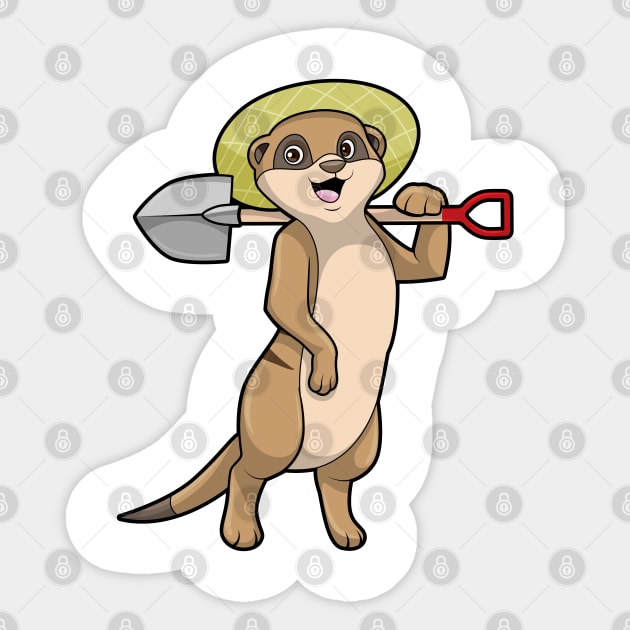 Meerkat as Farmer with Shovel Sticker by Markus Schnabel